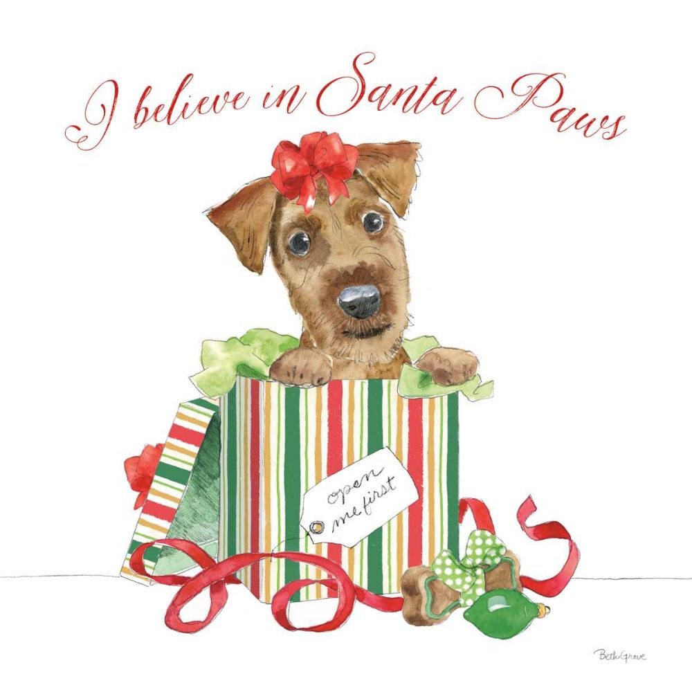 Holiday Paws II on White art print by Beth Grove for $57.95 CAD