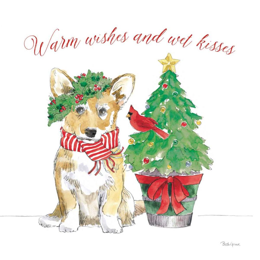 Holiday Paws V on White art print by Beth Grove for $57.95 CAD