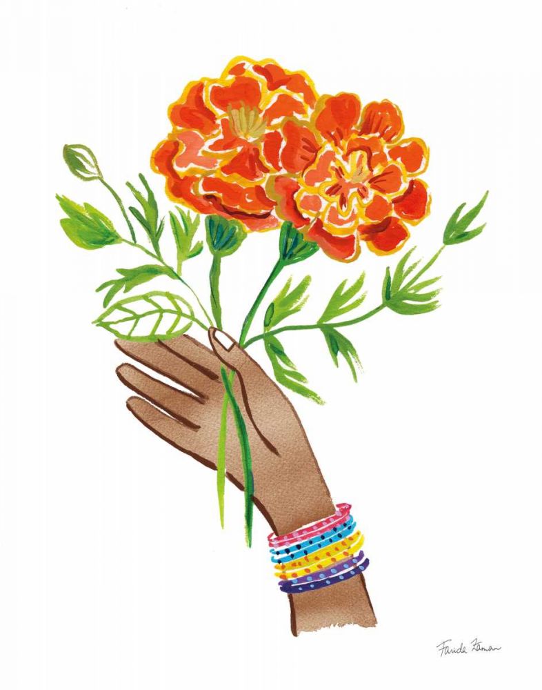 Floral Hand I No Design Tan art print by Farida Zaman for $57.95 CAD