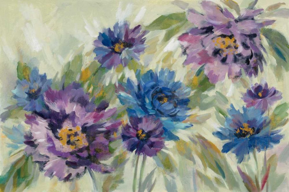 Bold Blue and Lavender Flowers art print by Silvia Vassileva for $57.95 CAD