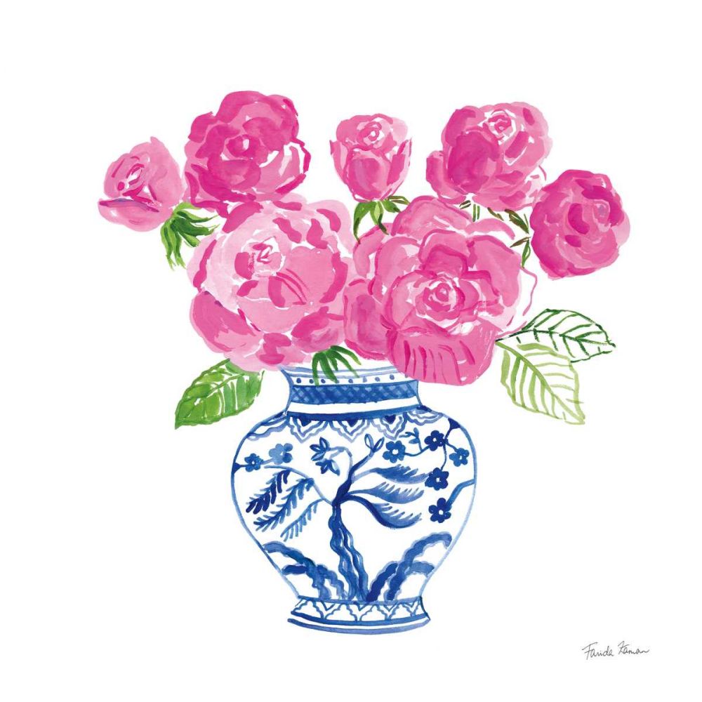 Chinoiserie Roses on White I art print by Farida Zaman for $57.95 CAD