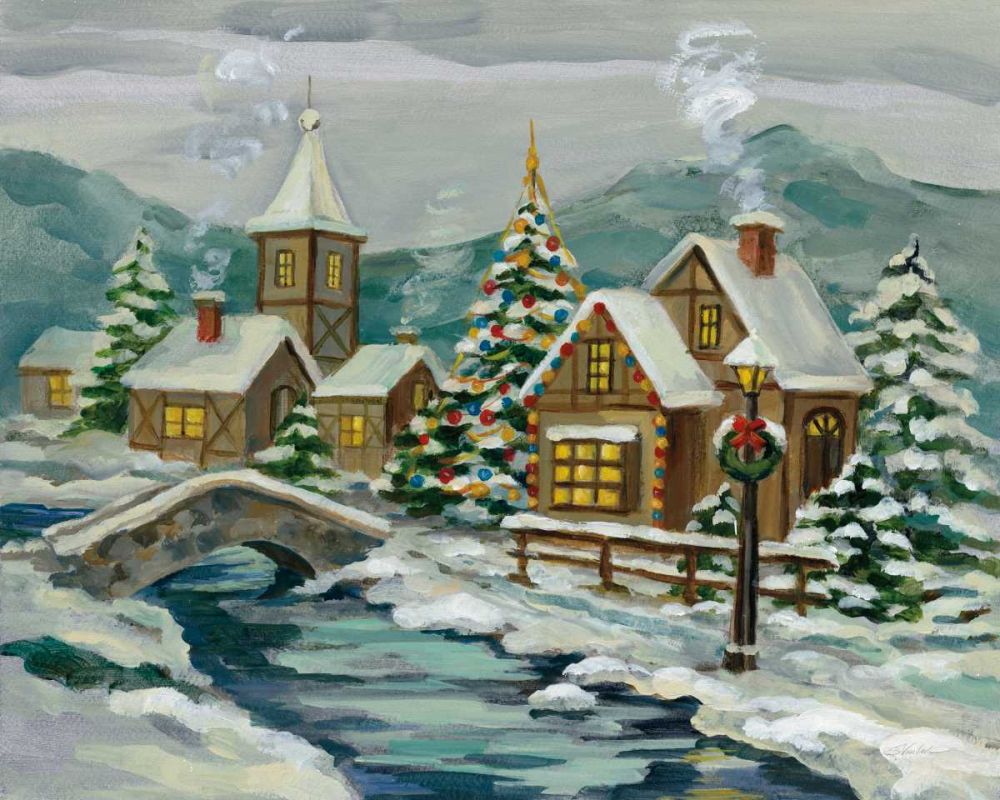 Twilight Christmas Village art print by Silvia Vassileva for $57.95 CAD