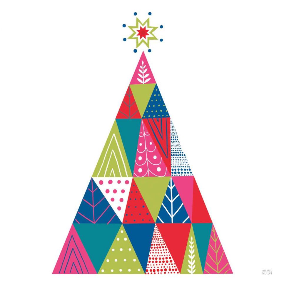 Geometric Holiday Trees I Bright art print by Michael Mullan for $57.95 CAD