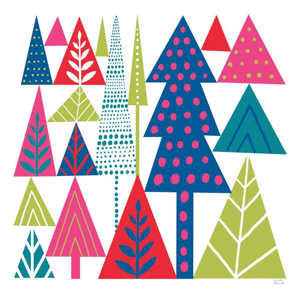 Geometric Holiday Trees II Bright art print by Michael Mullan for $57.95 CAD