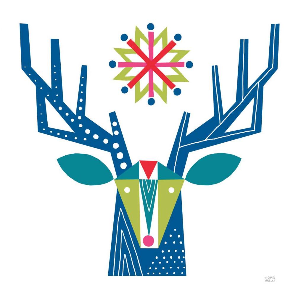 Geometric Holiday Reindeer II Bright art print by Michael Mullan for $57.95 CAD