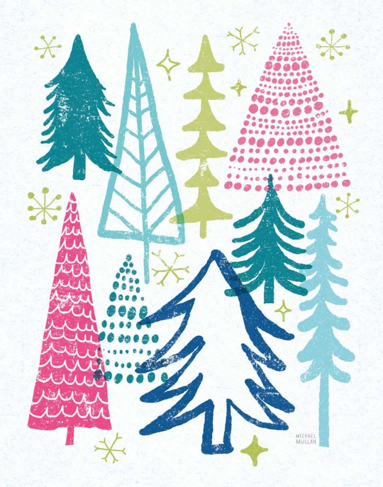 Merry Christmastime Trees Bright art print by Michael Mullan for $57.95 CAD