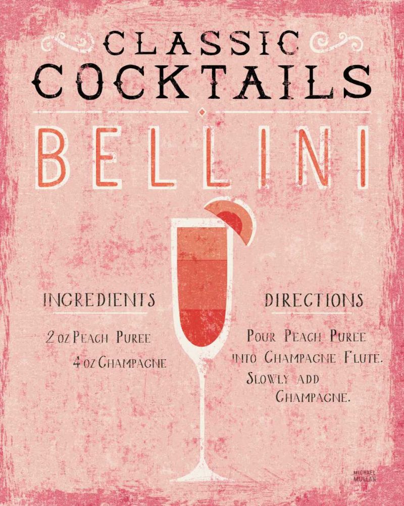 Classic Cocktails Bellini Pink art print by Michael Mullan for $57.95 CAD