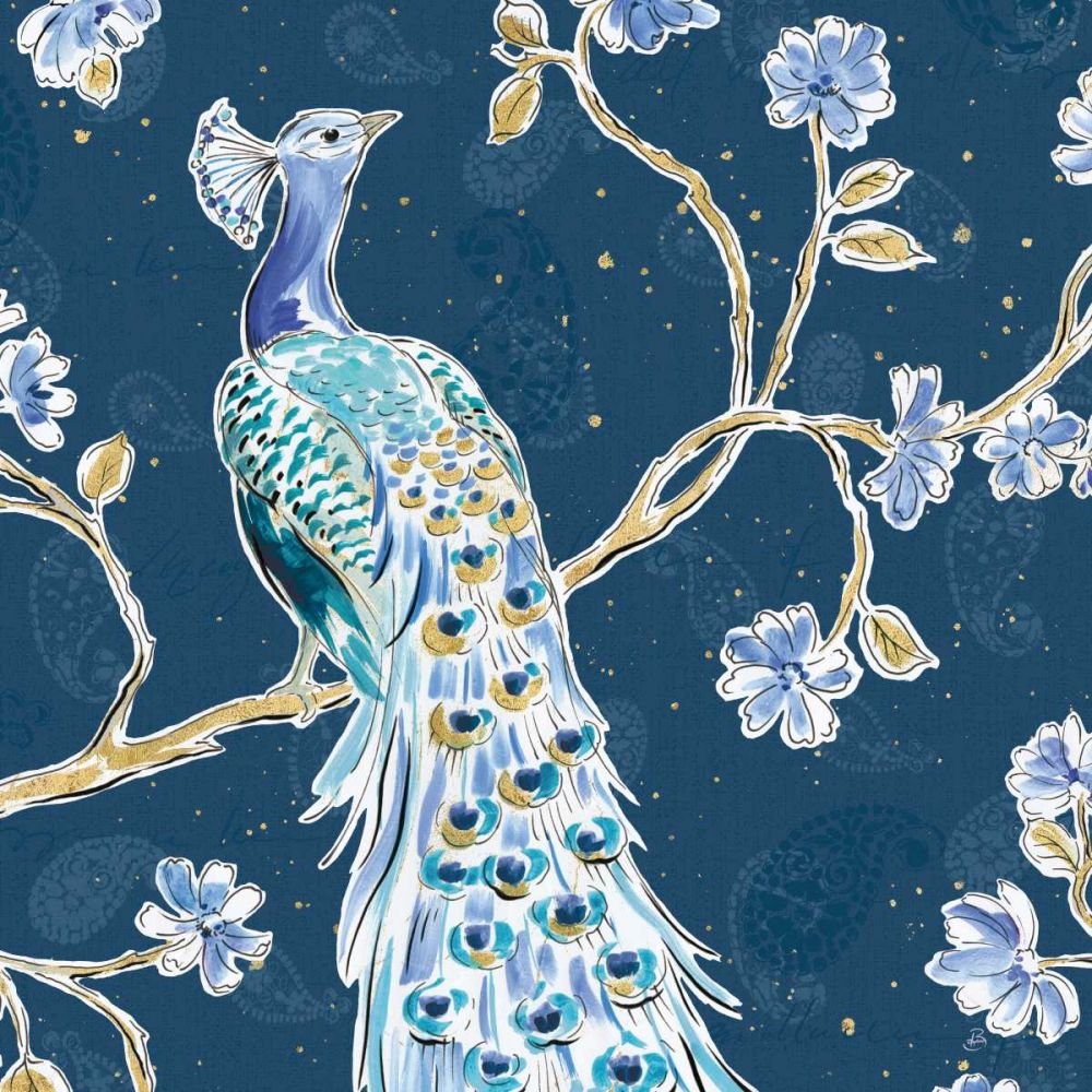 Peacock Allegory III Blue v2 art print by Daphne Brissonnet for $57.95 CAD