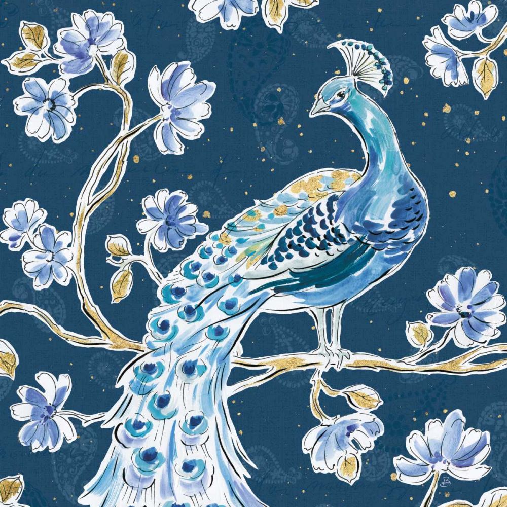 Peacock Allegory IV Blue v2 art print by Daphne Brissonnet for $57.95 CAD