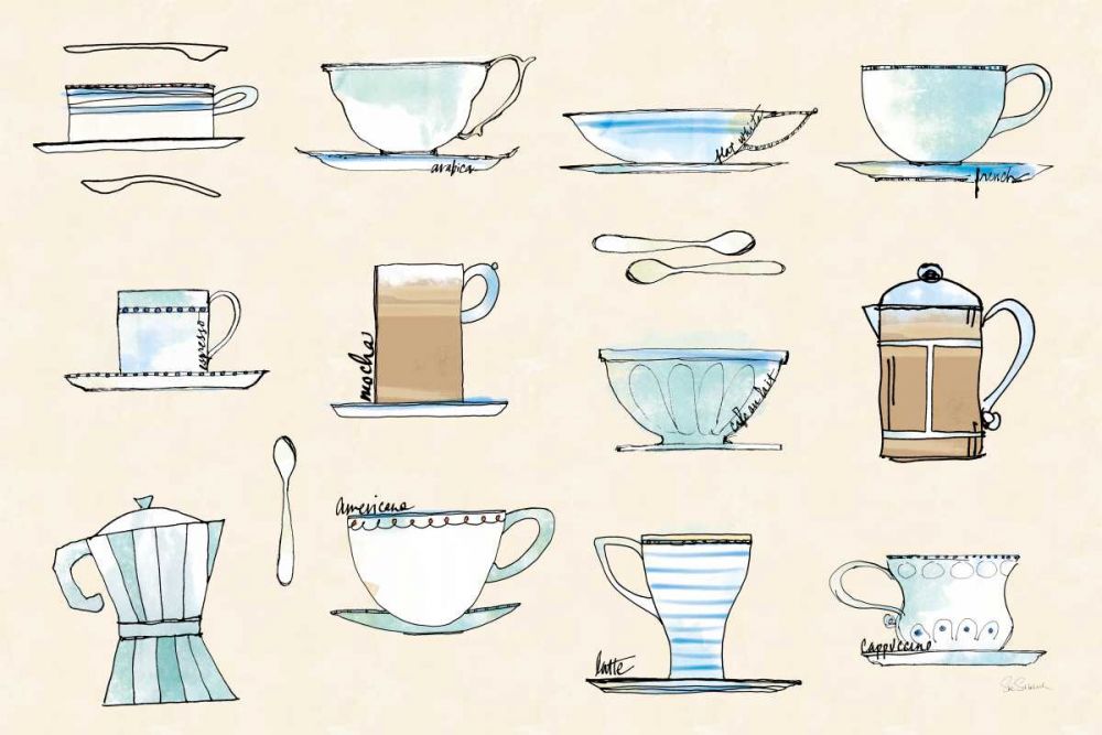 Good Brew Coffee Cups art print by Sue Schlabach for $57.95 CAD