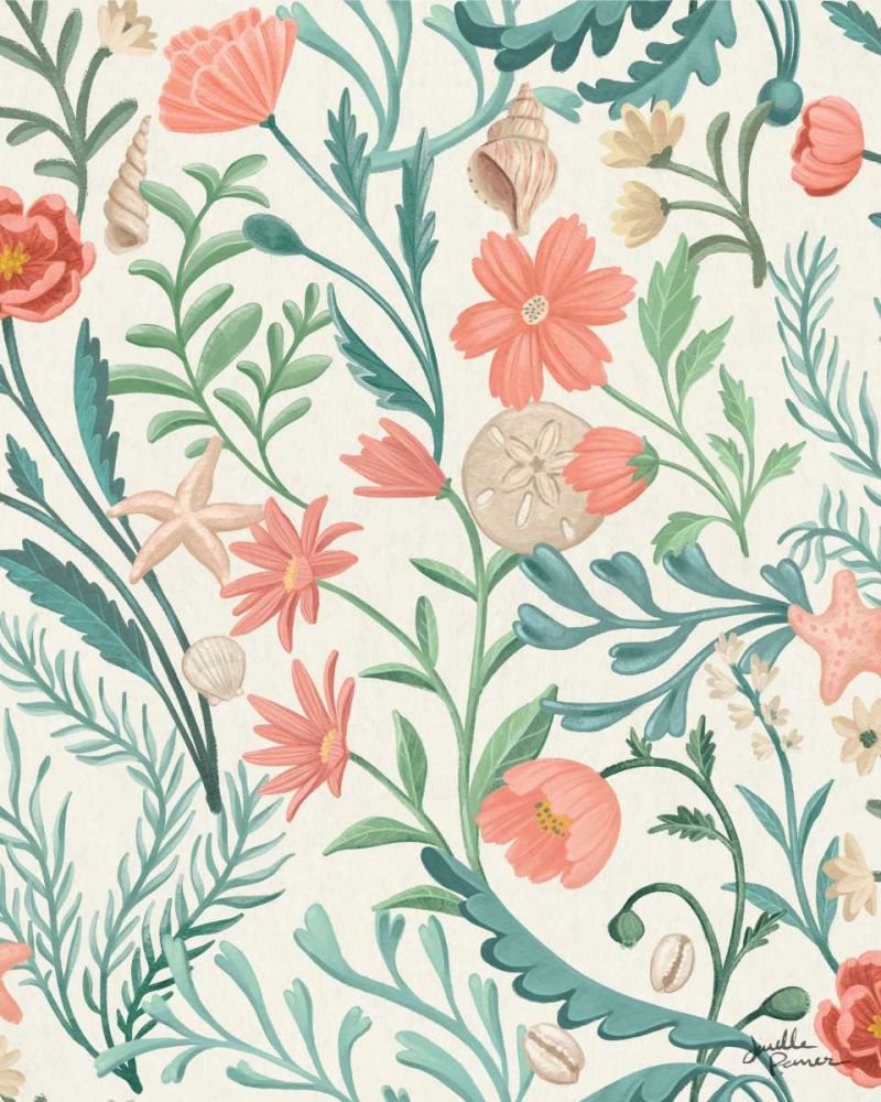 Seaside Botanical Pattern IA art print by Janelle Penner for $57.95 CAD