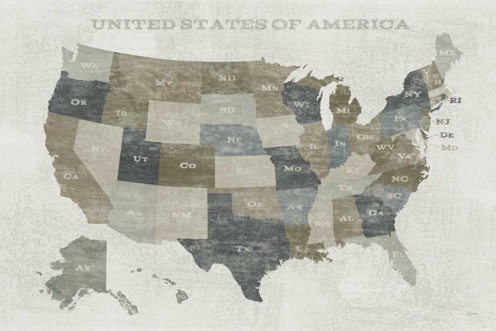 Slate US Map art print by Sue Schlabach for $57.95 CAD