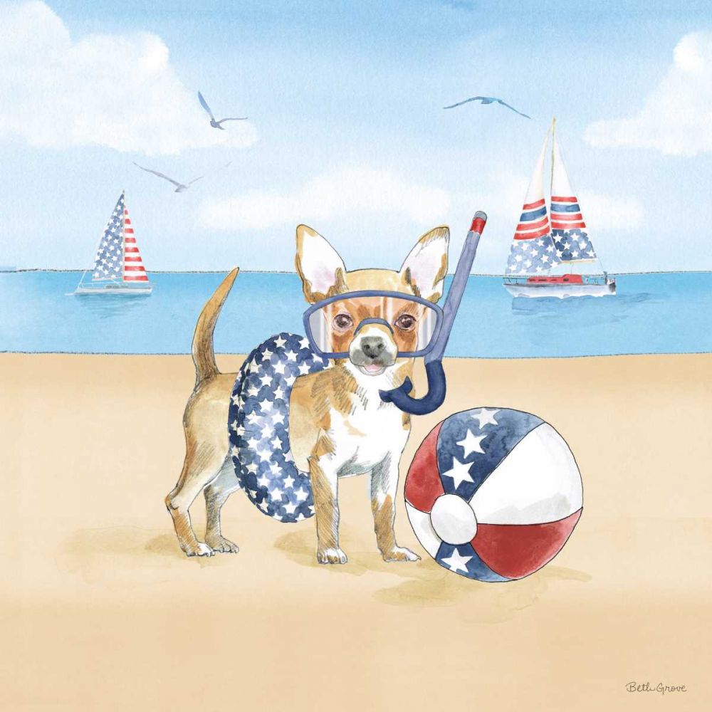 Summer Paws Patriotic II art print by Beth Grove for $57.95 CAD