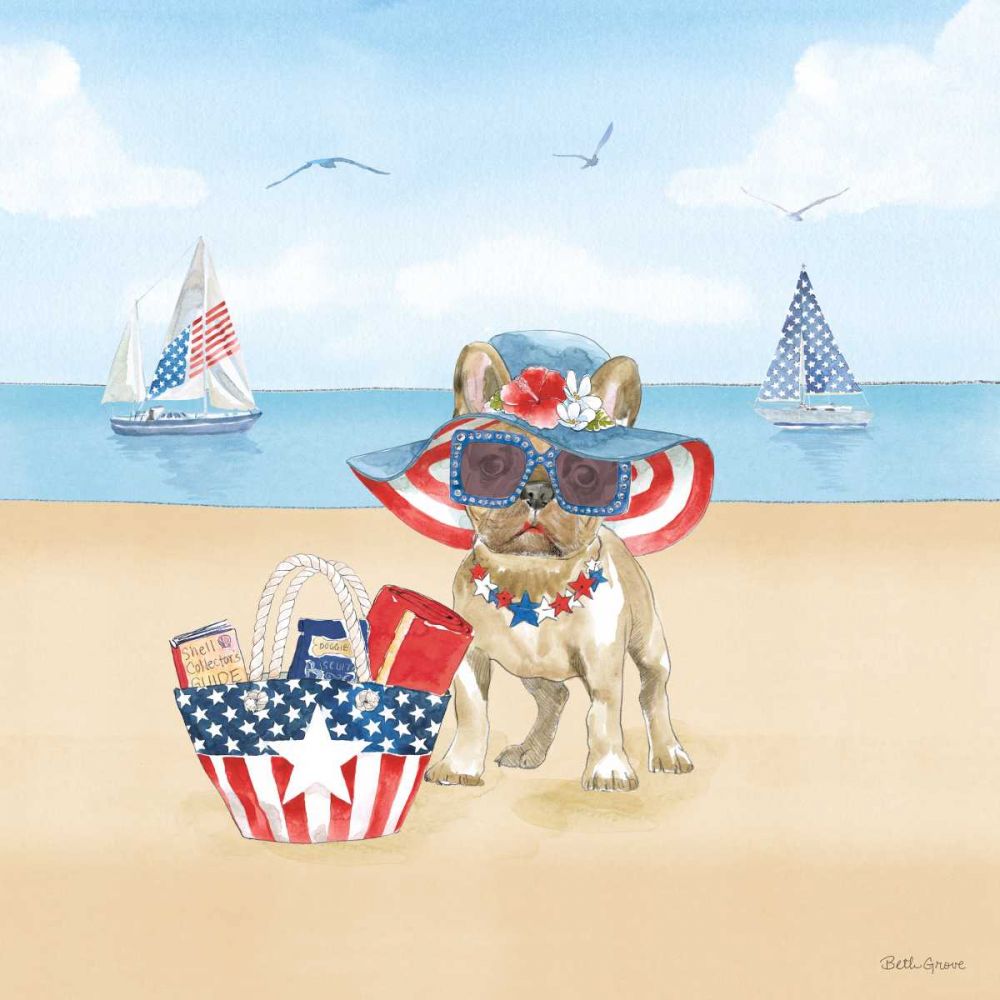 Summer Paws Patriotic IV art print by Beth Grove for $57.95 CAD
