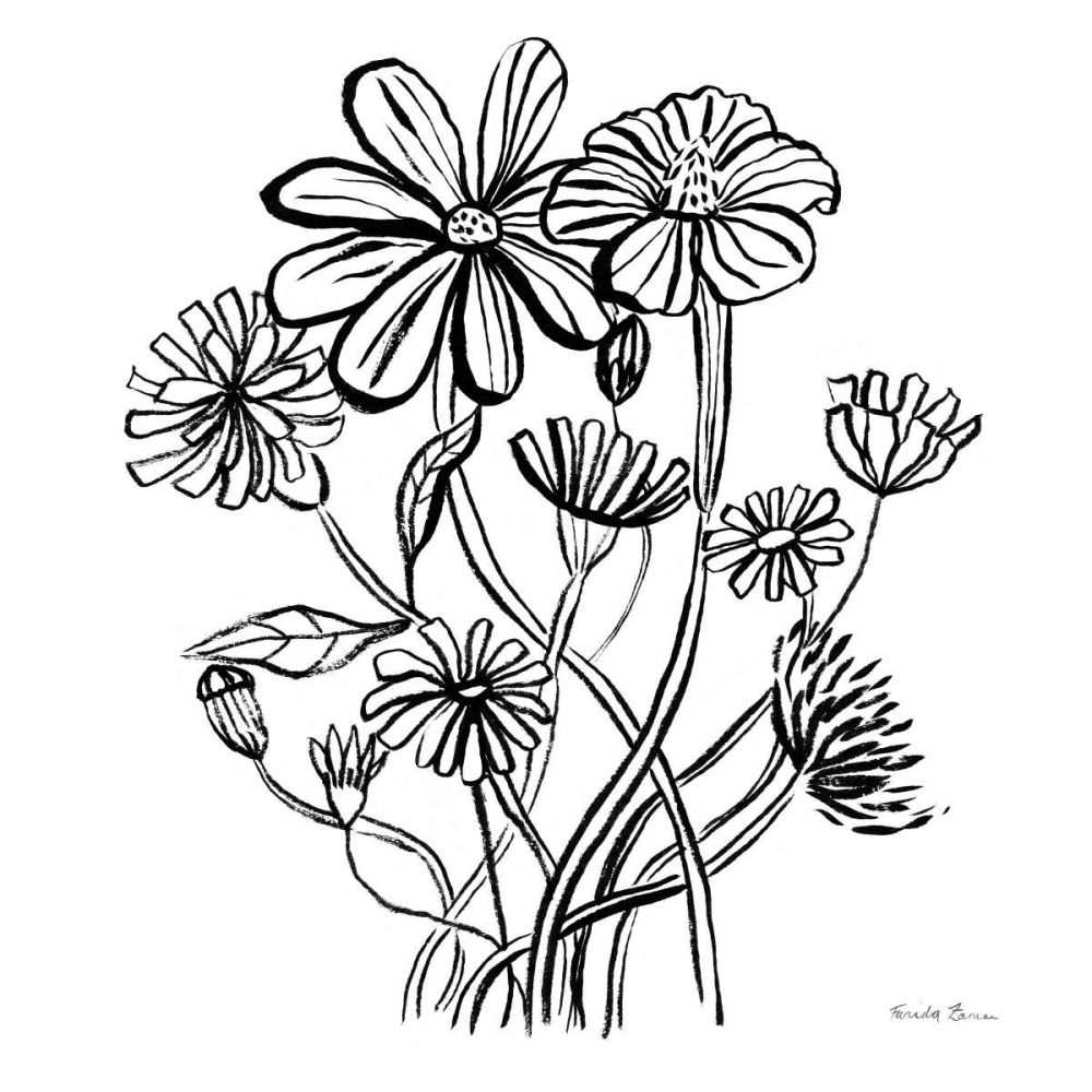 Wild Flowers Line I art print by Farida Zaman for $57.95 CAD