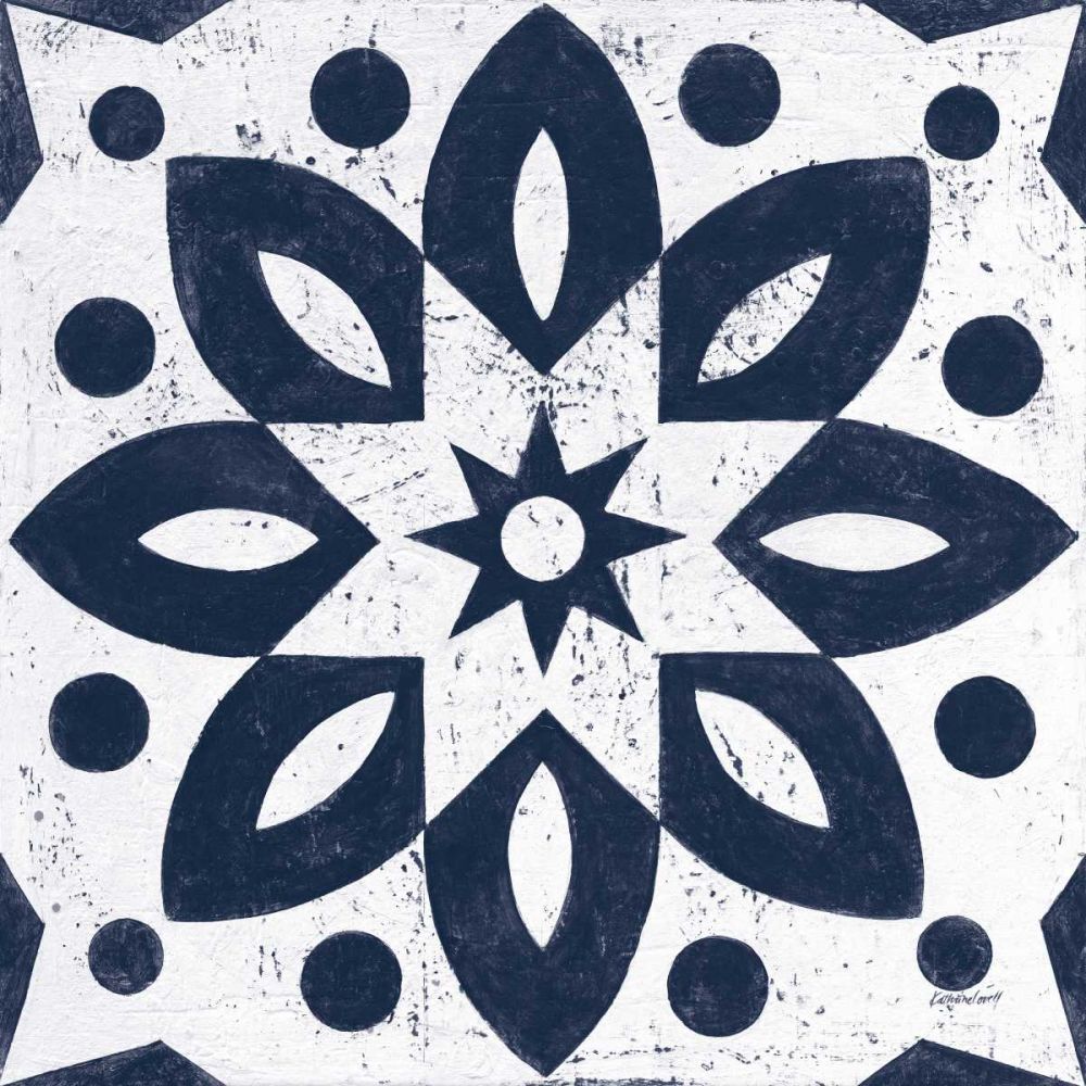 Blue and White Tile I art print by Kathrine Lovell for $57.95 CAD