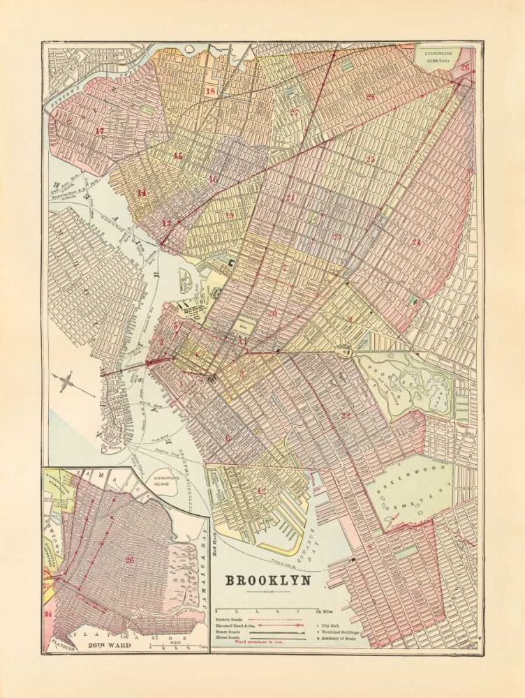 Map of Brooklyn art print by Wild Apple Portfolio for $57.95 CAD