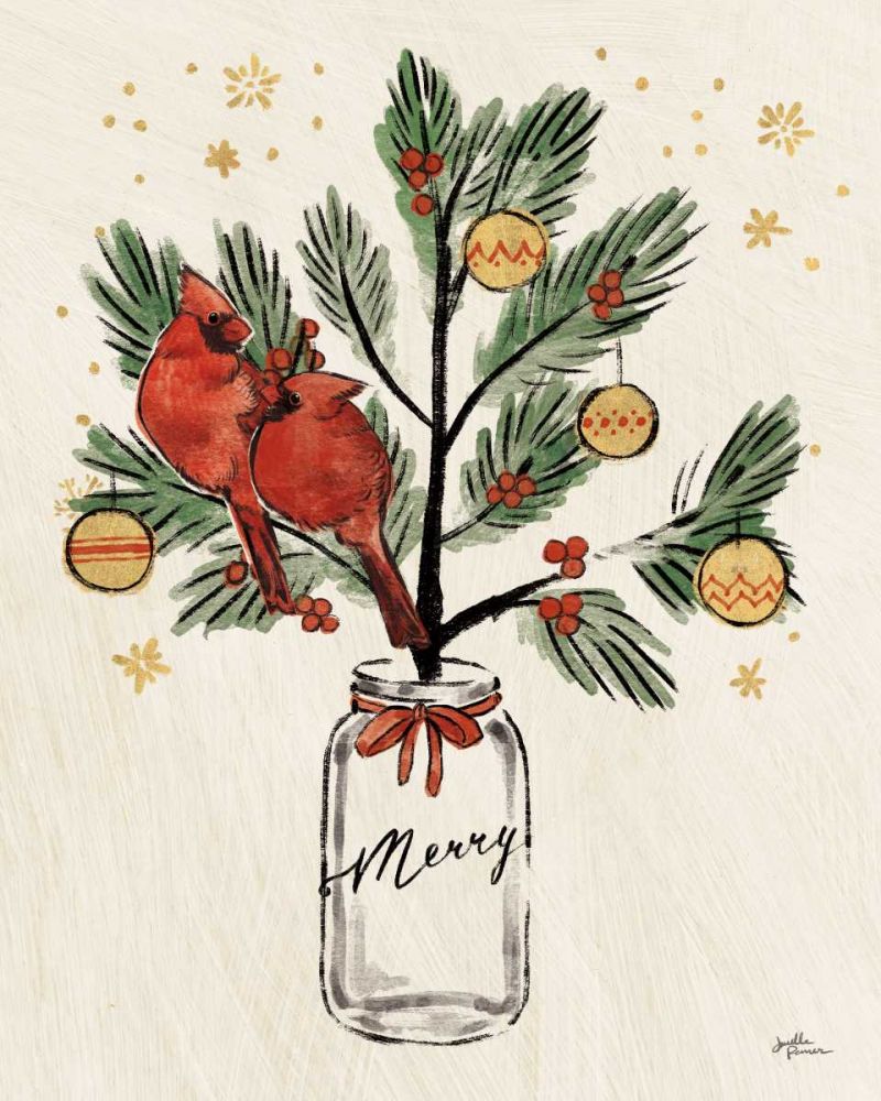 Christmas Lovebirds XIII Merry art print by Janelle Penner for $57.95 CAD