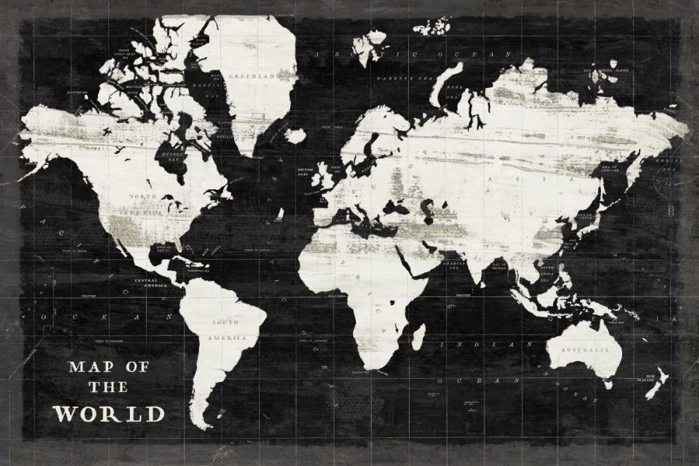 World Map Black art print by Sue Schlabach for $57.95 CAD