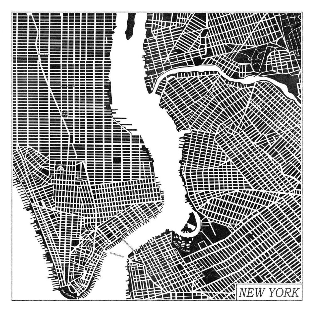 New York Map Black art print by Laura Marshall for $57.95 CAD