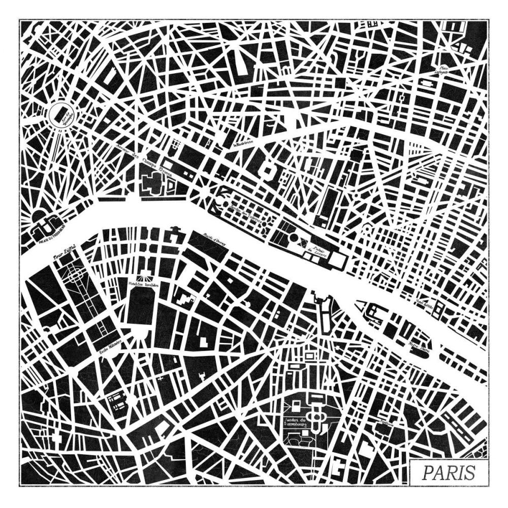 Paris Map Black art print by Laura Marshall for $57.95 CAD
