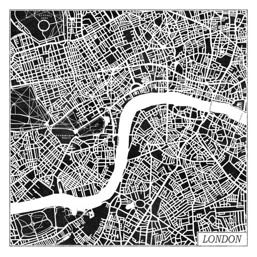 London Map Black art print by Laura Marshall for $57.95 CAD