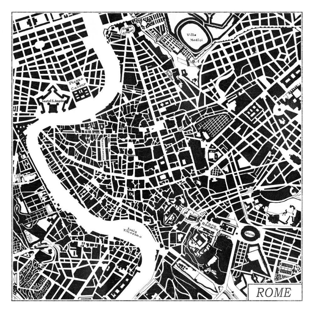 Rome Map Black art print by Laura Marshall for $57.95 CAD