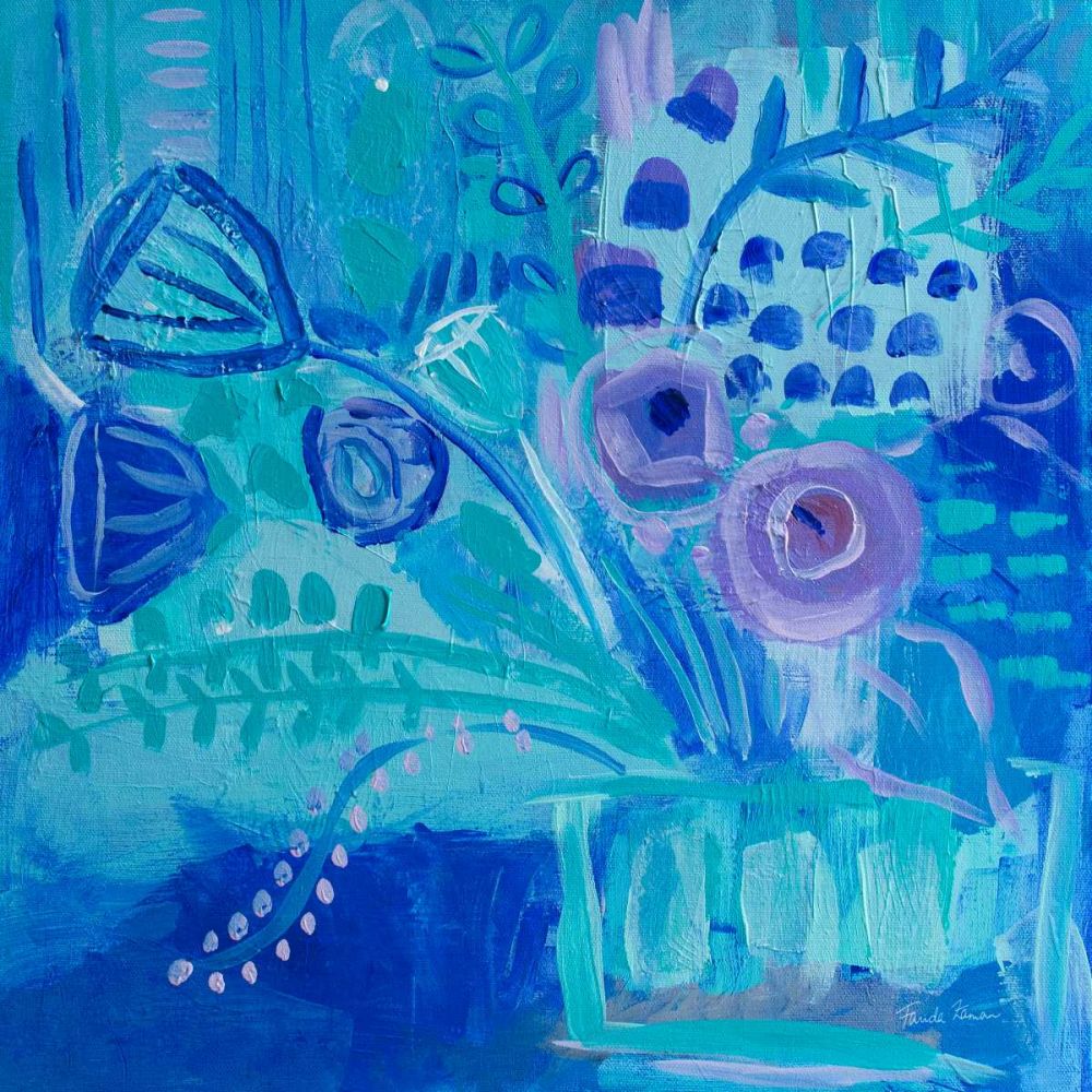 Blue Flora Abstract art print by Farida Zaman for $57.95 CAD