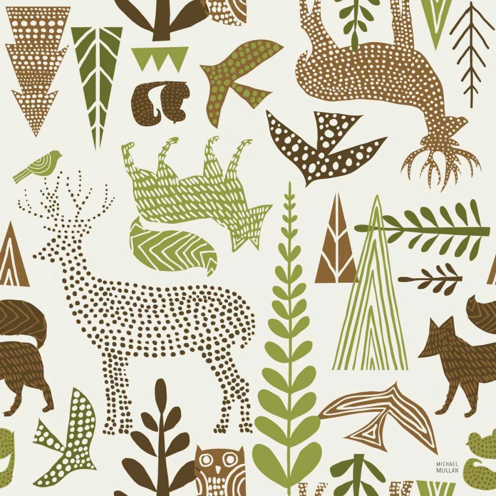 Forest Folklore Green Pattern IB art print by Michael Mullan for $57.95 CAD