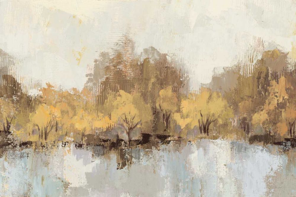 Autumn River Reflection Gold art print by Silvia Vassileva for $57.95 CAD