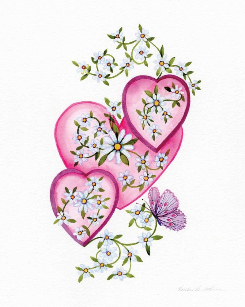 Hearts and Flowers I art print by Kathleen Parr McKenna for $57.95 CAD