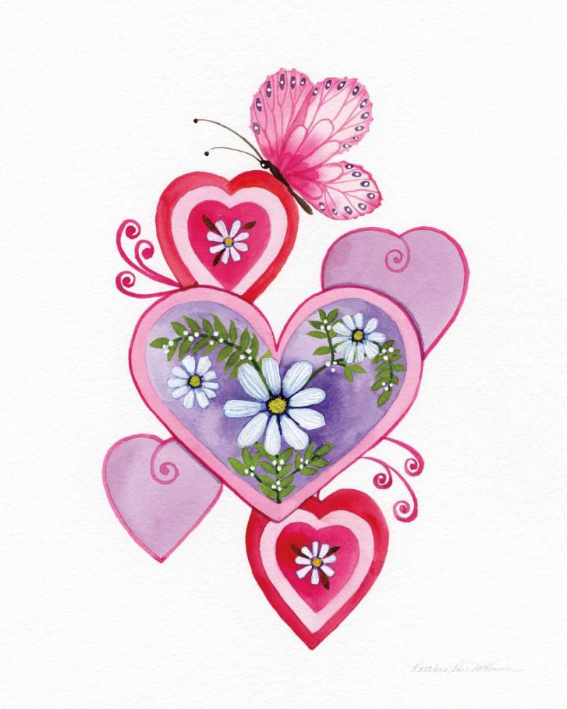 Hearts and Flowers II art print by Kathleen Parr McKenna for $57.95 CAD
