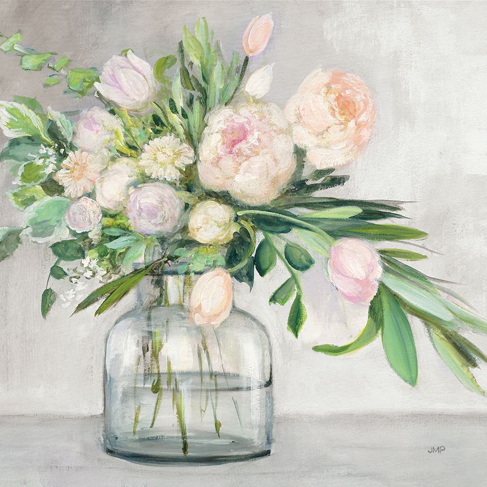 Blushing Spring Bouquet Gray Sq art print by Julia Purinton for $57.95 CAD