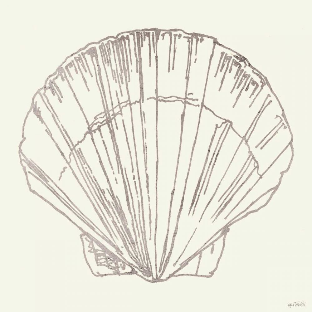 Coastal Breeze Shell Sketches V Silver art print by Anne Tavoletti for $57.95 CAD