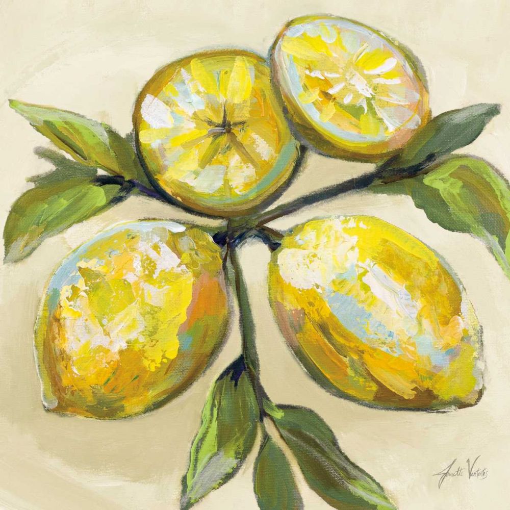 Lemons on Cream art print by Jeanette Vertentes for $57.95 CAD