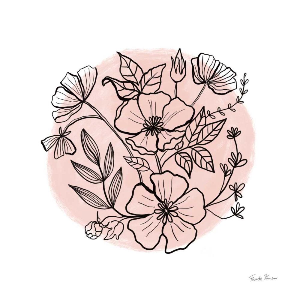 Black and White Botanical III Rose art print by Farida Zaman for $57.95 CAD