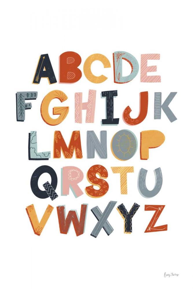 Colorful Alphabet Pastel art print by Becky Thorns for $57.95 CAD