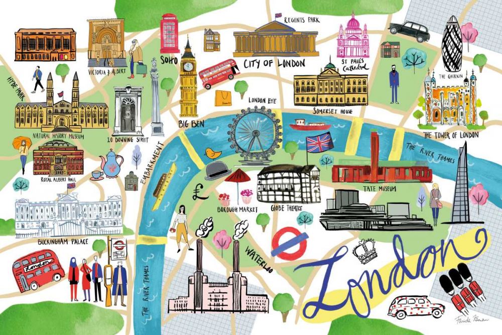 London Map art print by Farida Zaman for $57.95 CAD