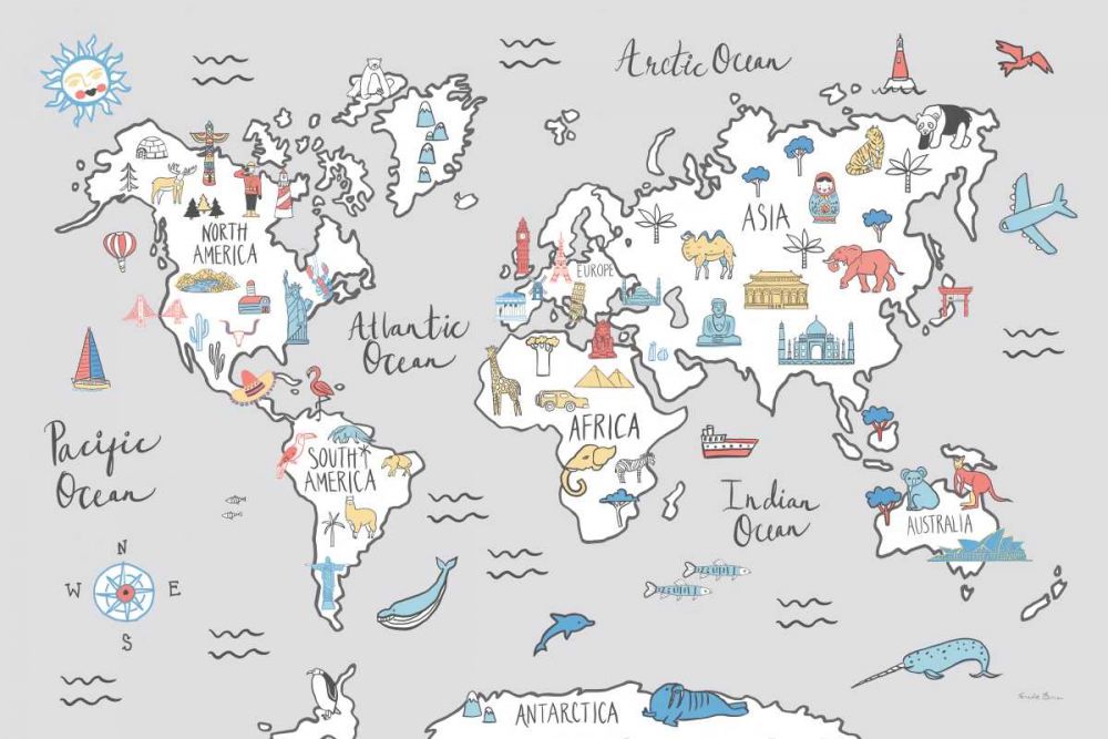 World Map Pastel art print by Farida Zaman for $57.95 CAD