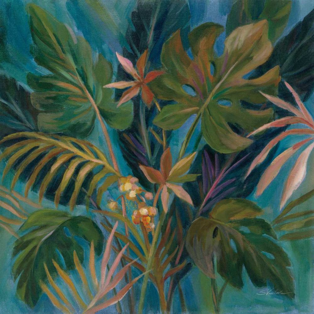 Midnight Tropical Leaves art print by Silvia Vassileva for $57.95 CAD