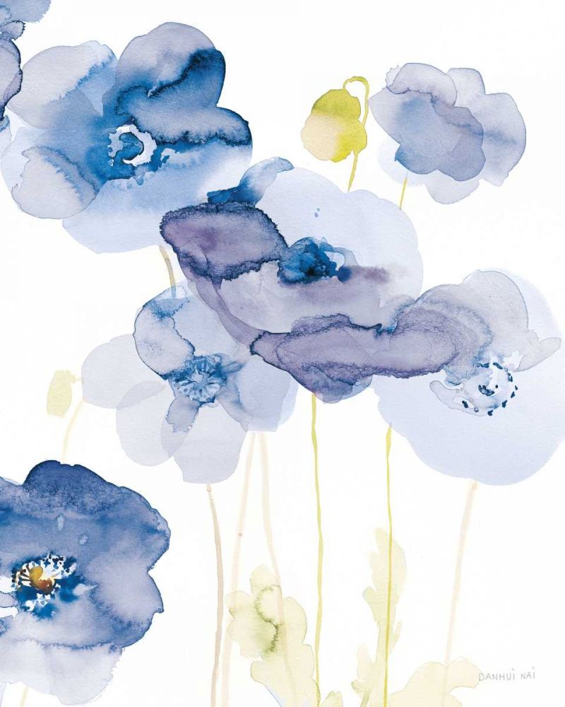 Delicate Poppies II Blue art print by Danhui Nai for $57.95 CAD