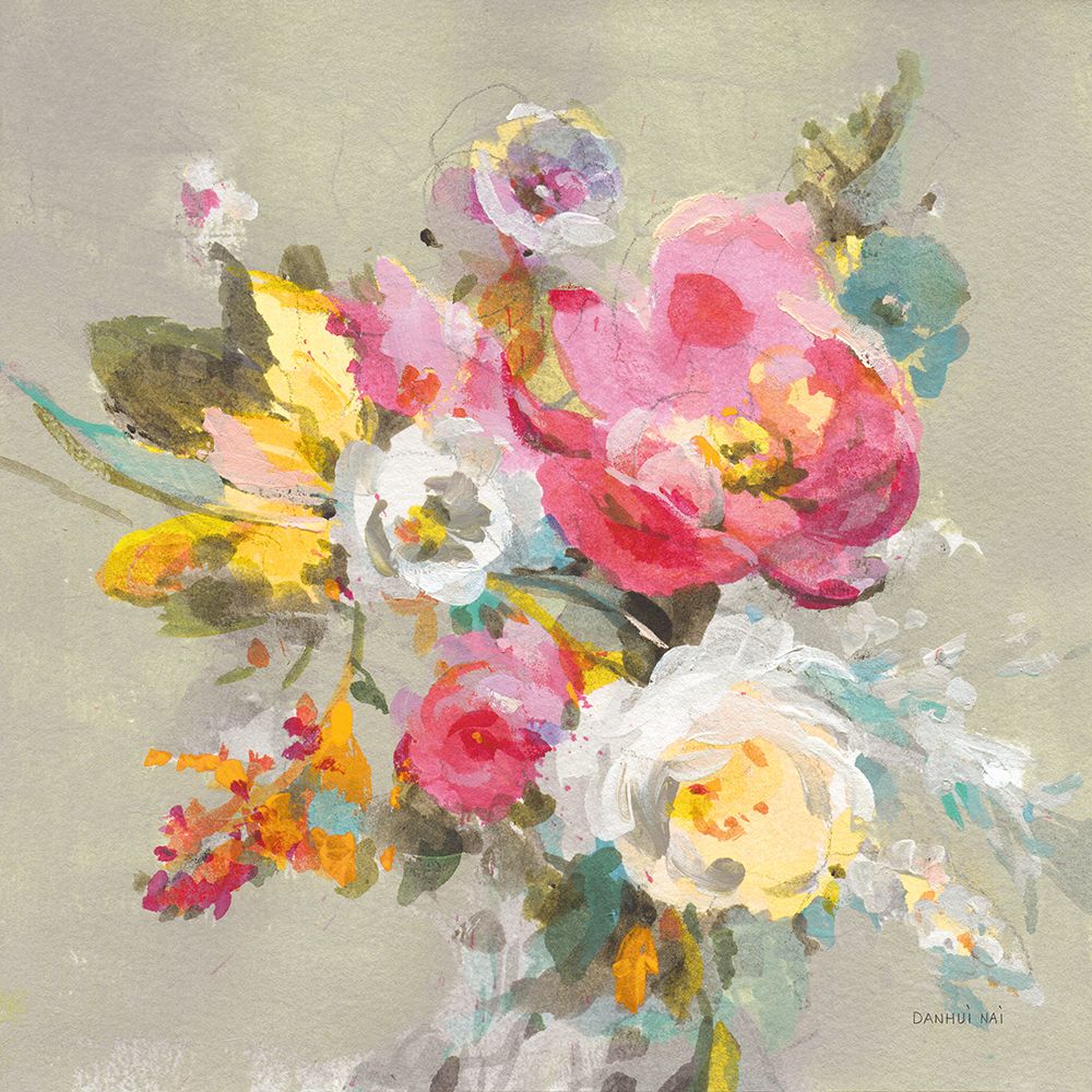 Windblown Blooms II Yellow Gray art print by Danhui Nai for $57.95 CAD