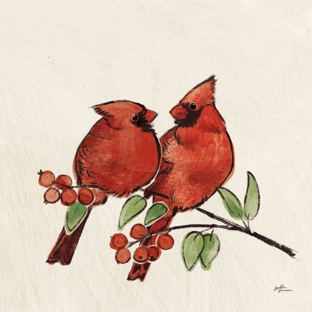 Christmas Lovebirds IX No Gold art print by Janelle Penner for $57.95 CAD