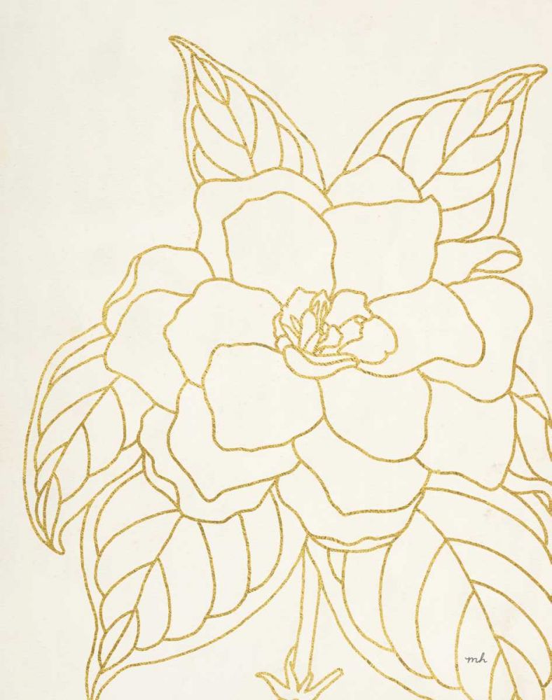Gold Gardenia Line Drawing Crop art print by Moira Hershey for $57.95 CAD
