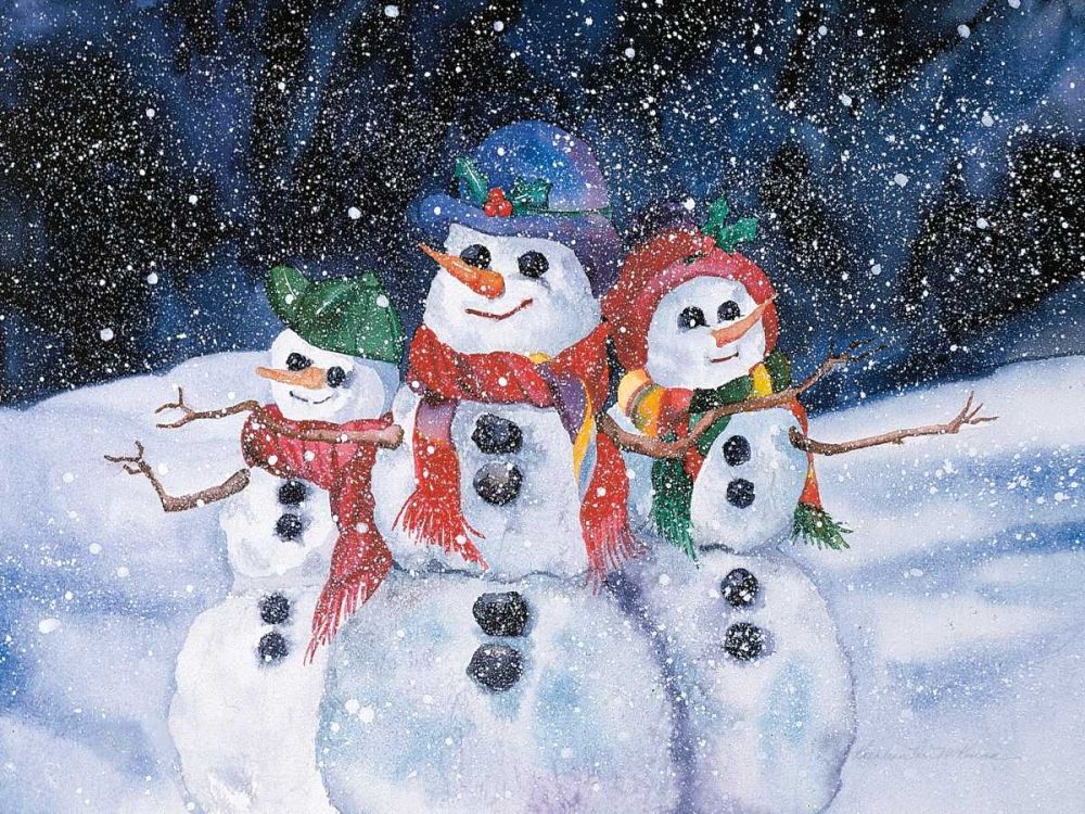 Snowmen art print by Kathleen Parr McKenna for $57.95 CAD