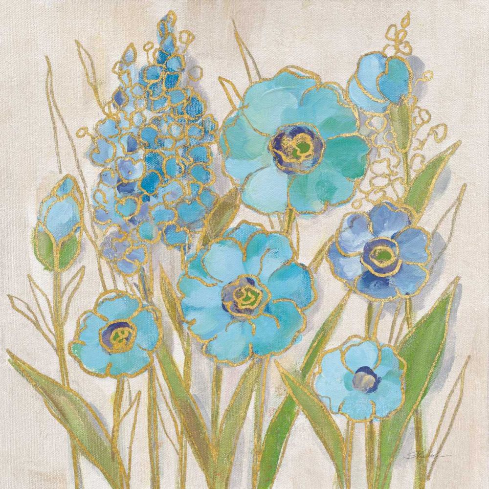 Opalescent Floral I Blue art print by Silvia Vassileva for $57.95 CAD