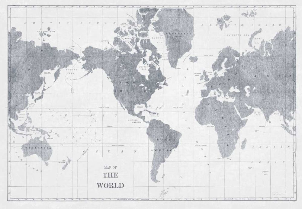 World Map Gray No Words art print by Sue Schlabach for $57.95 CAD
