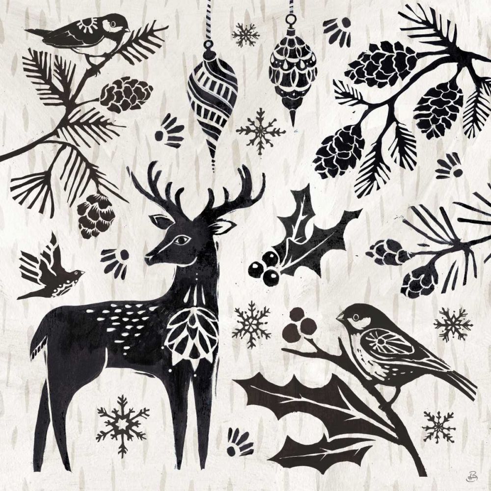 Woodcut Christmas III art print by Daphne Brissonnet for $57.95 CAD
