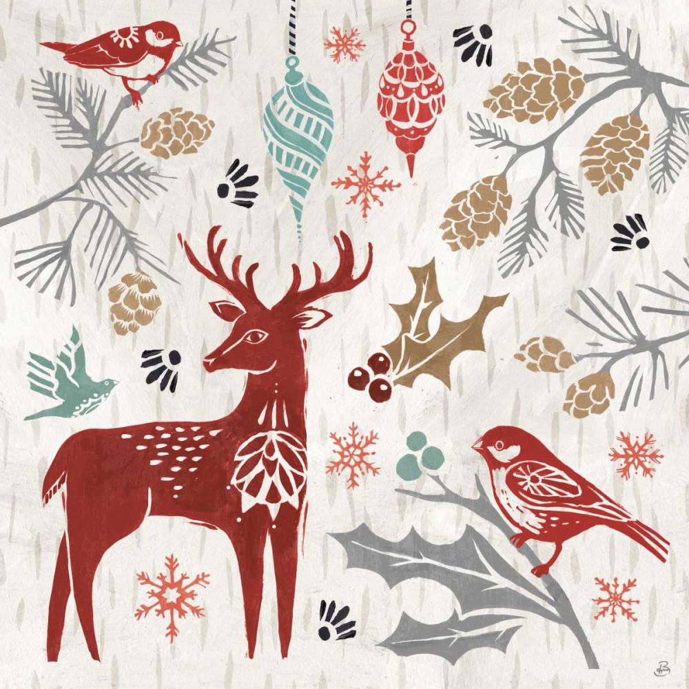 Woodcut Christmas III Color art print by Daphne Brissonnet for $57.95 CAD