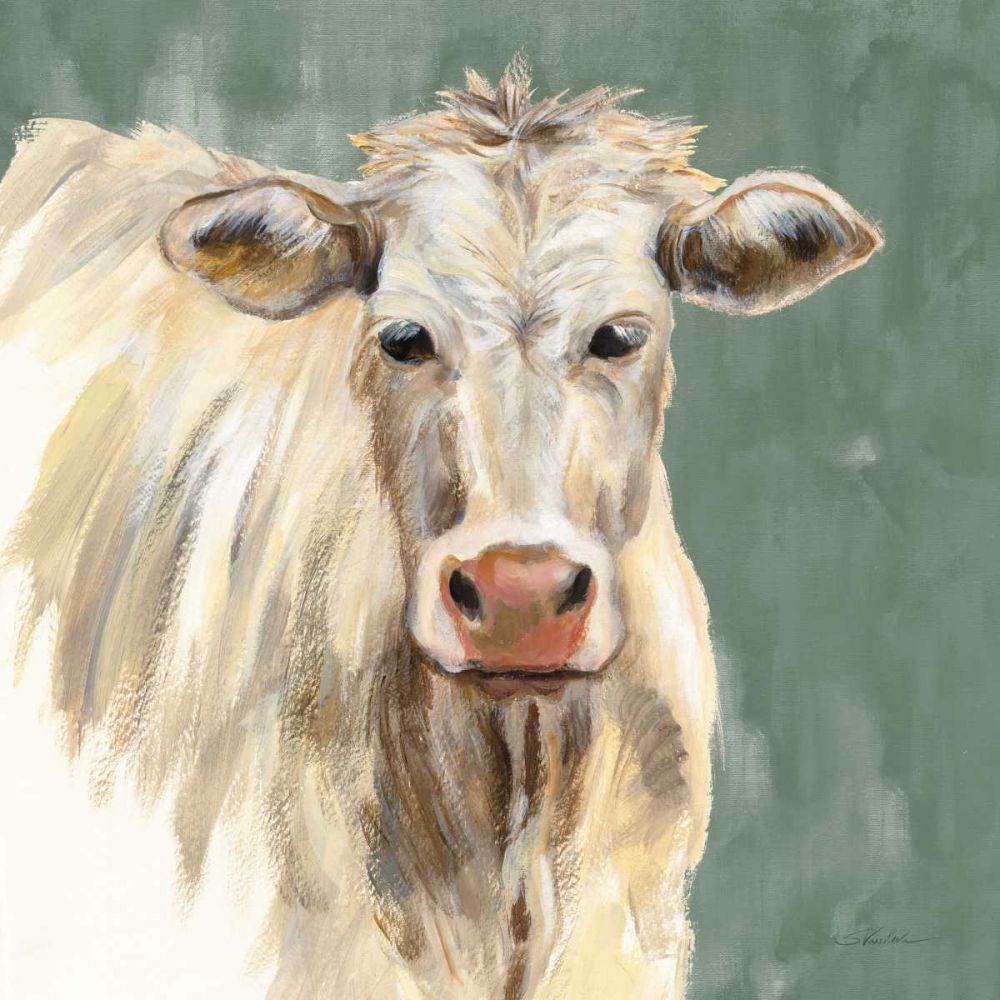 White Cow on Sage art print by Silvia Vassileva for $57.95 CAD